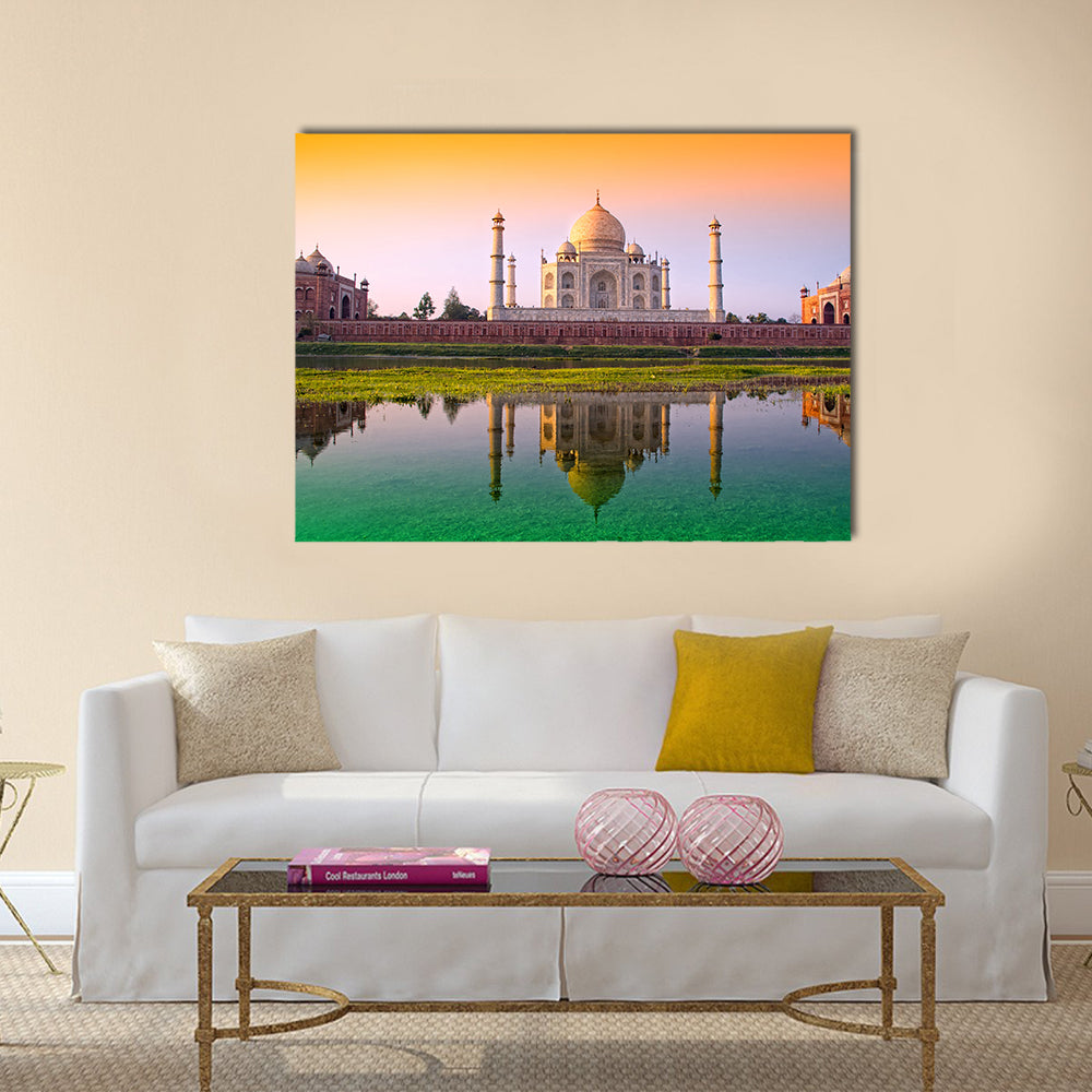 Taj mahal with tricolor Multi panel canvas wall art