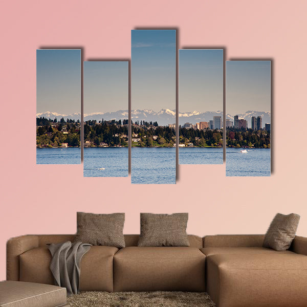 View of Lake Washington Multi panel canvas wall art