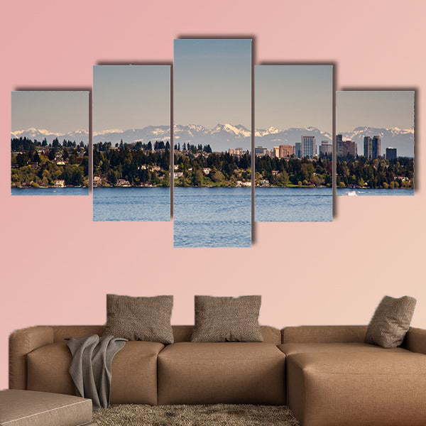 View of Lake Washington Multi panel canvas wall art
