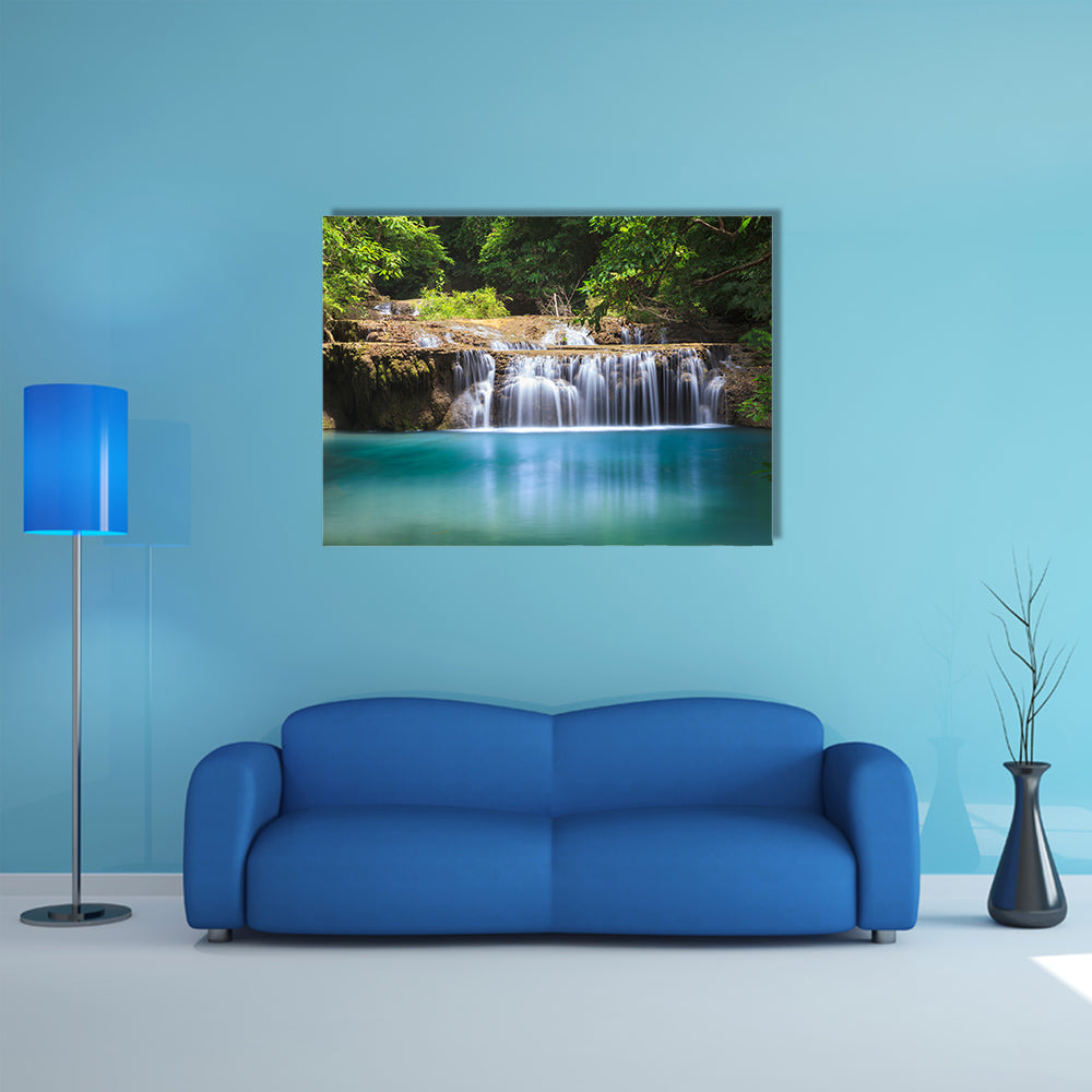 Waterfall in Deep forest, Kanchanaburi Thailand multi panel canvas wall art
