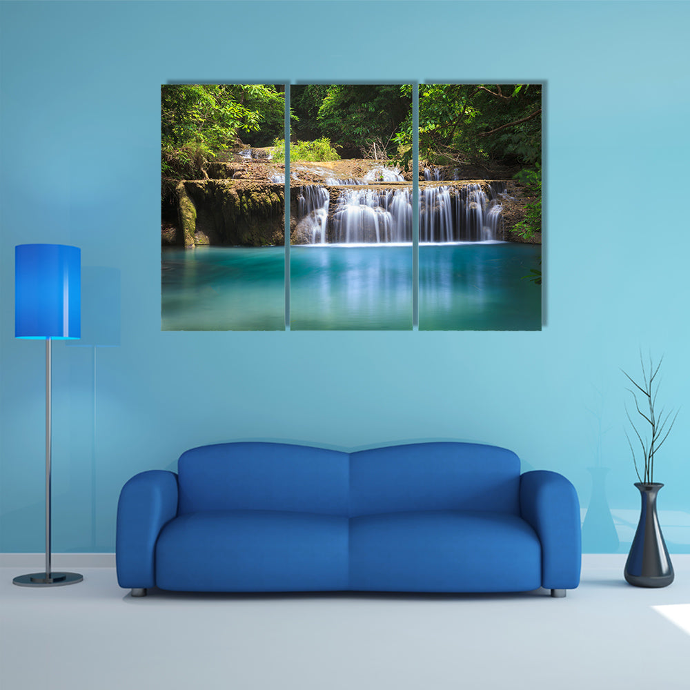 Waterfall in Deep forest, Kanchanaburi Thailand multi panel canvas wall art
