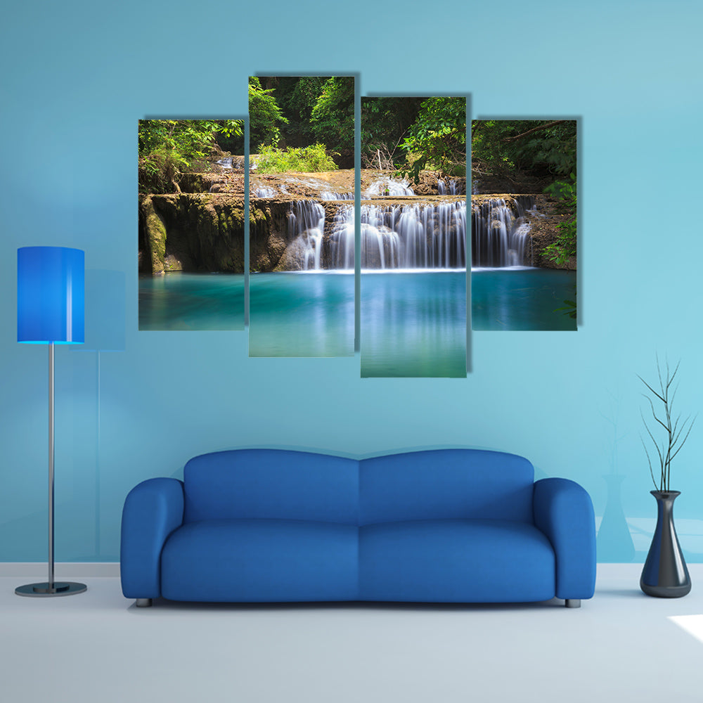 Waterfall in Deep forest, Kanchanaburi Thailand multi panel canvas wall art