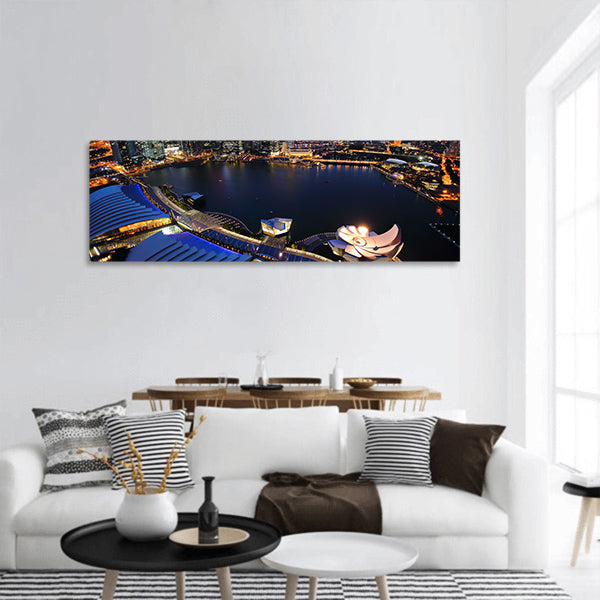 Singapore cityscape at night panoramic canvas wall art