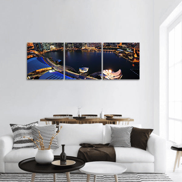 Singapore cityscape at night panoramic canvas wall art