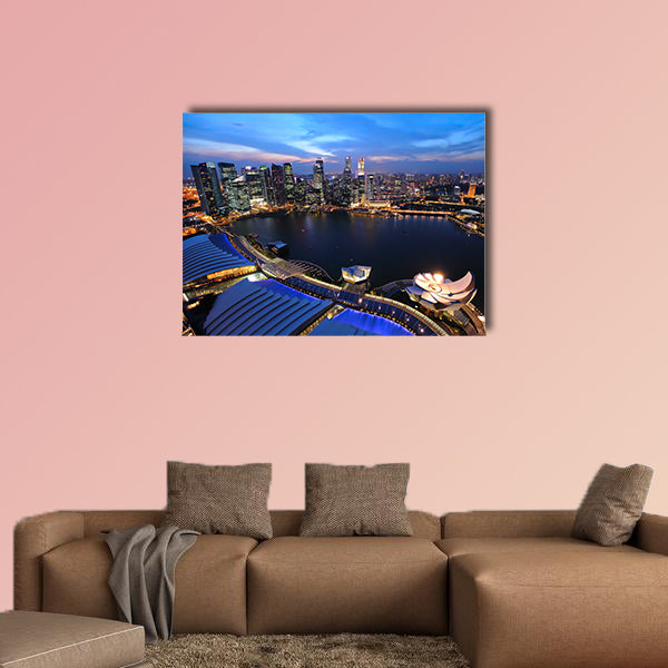 Singapore cityscape at night multi panel canvas wall art