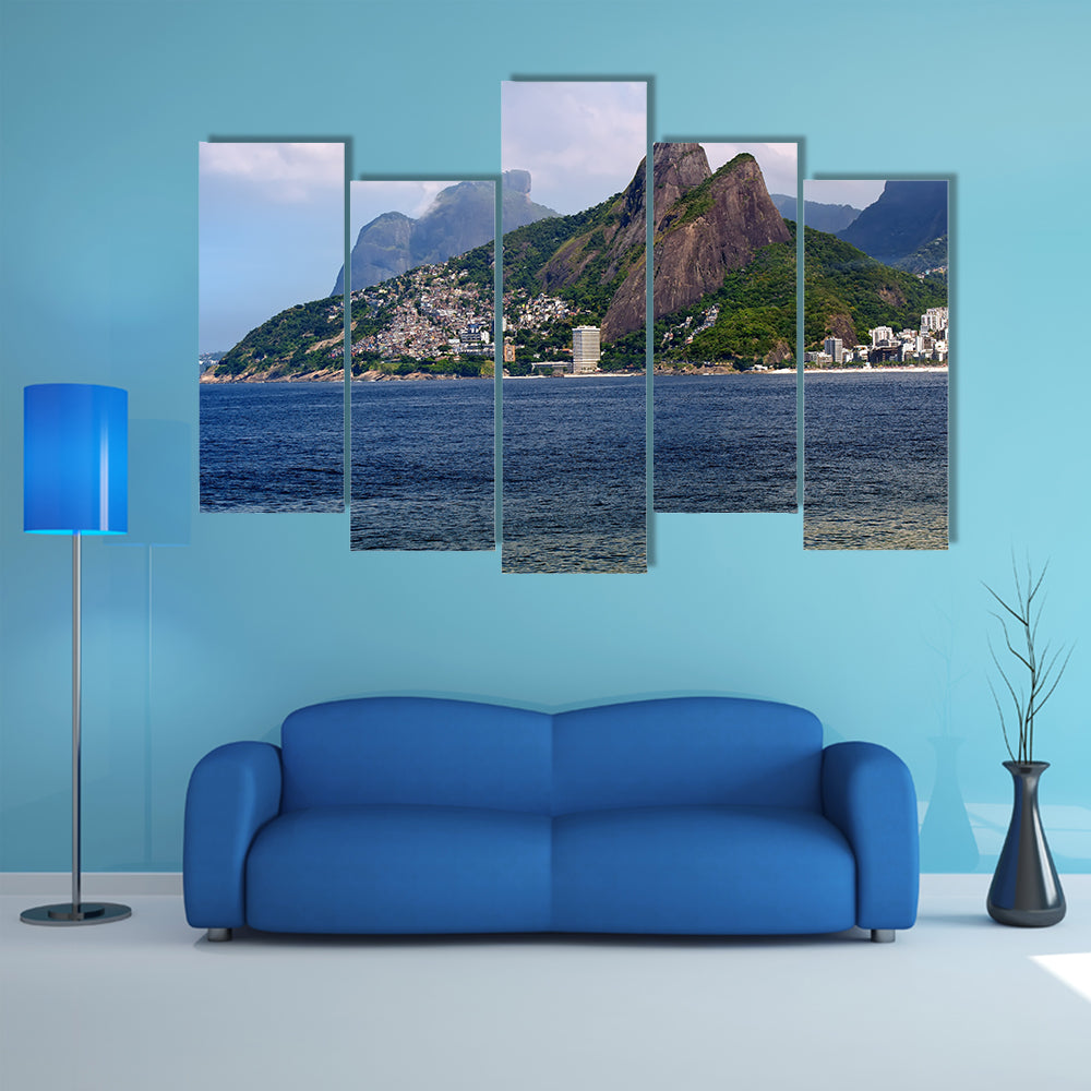 The Leblon and the Mountain Dois Irmao in Rio de Janeiro Multi Panel Canvas Wall Art