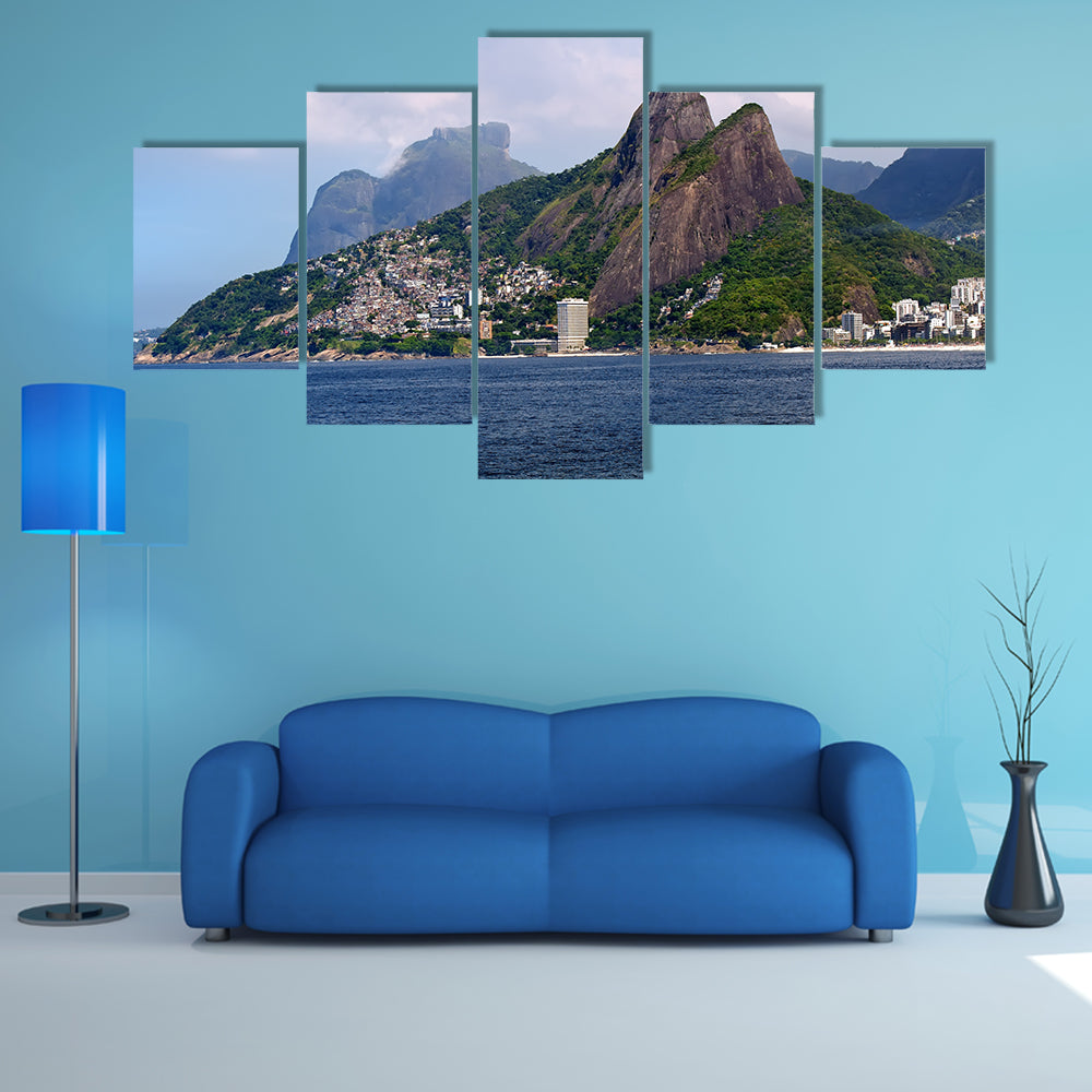 The Leblon and the Mountain Dois Irmao in Rio de Janeiro Multi Panel Canvas Wall Art