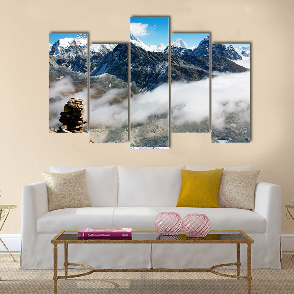 View from Gokyo to everest Multi panel canvas wall art