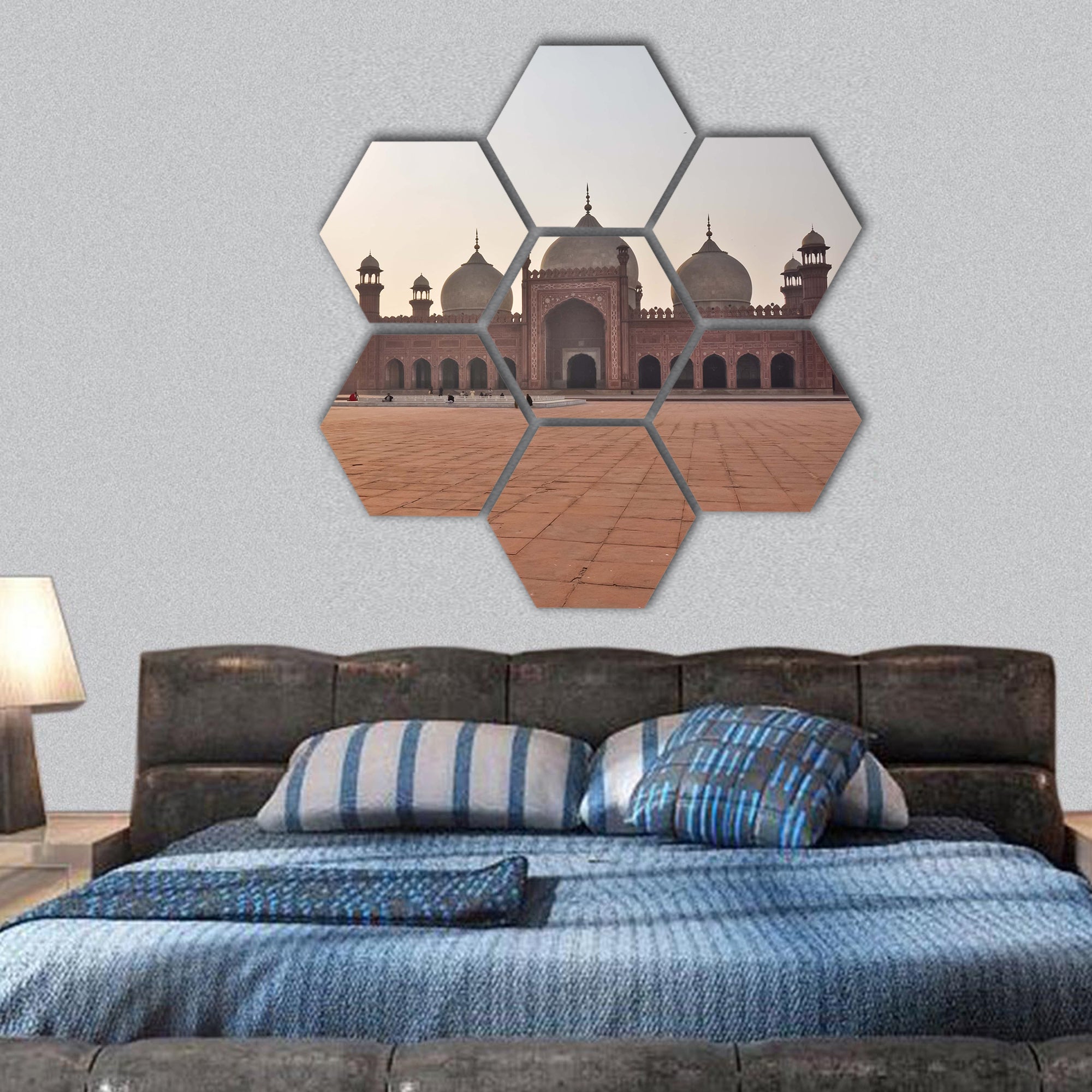 Badshahi Mosque, Lahore, Pakistan hexagonal canvas wall art