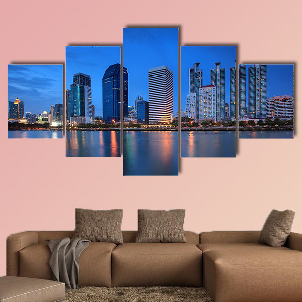The high-rise buildings in downtown Bangkok Multi panel canvas wall art
