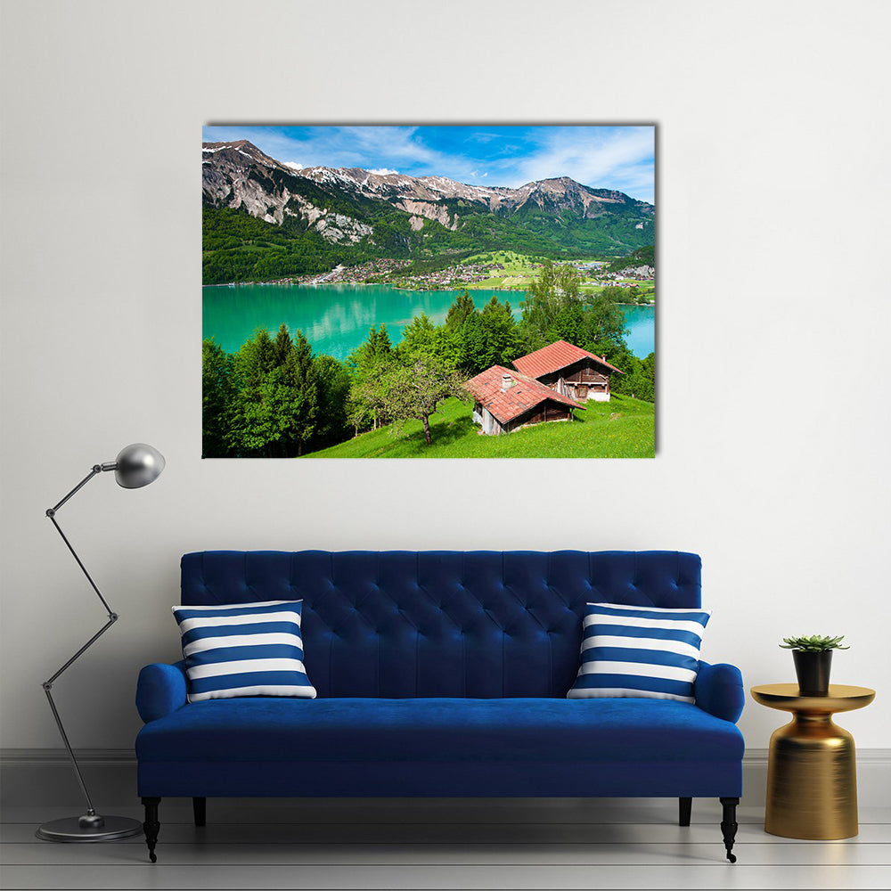The Most Beautiful Lake Of The Switzerland, Lake Brienz, Multi Panel Canvas Wall Art