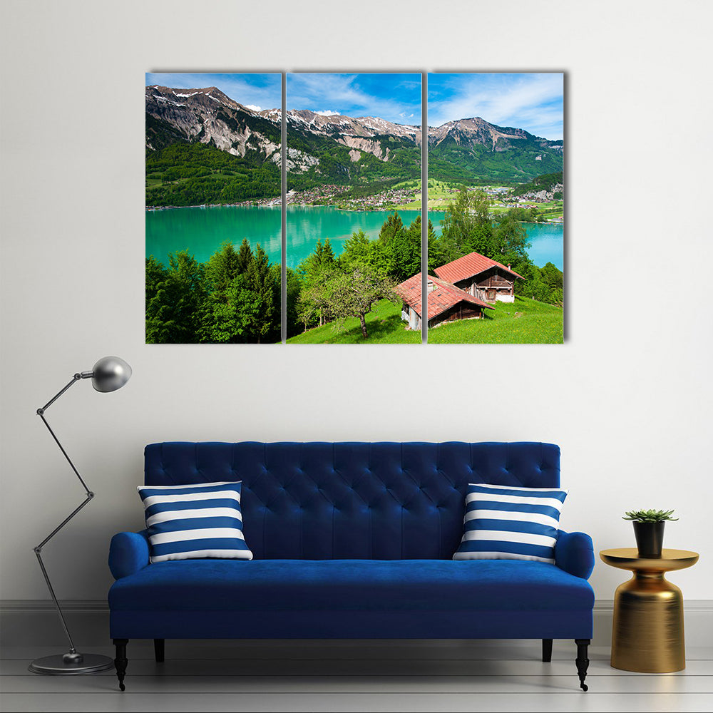 The Most Beautiful Lake Of The Switzerland, Lake Brienz, Multi Panel Canvas Wall Art
