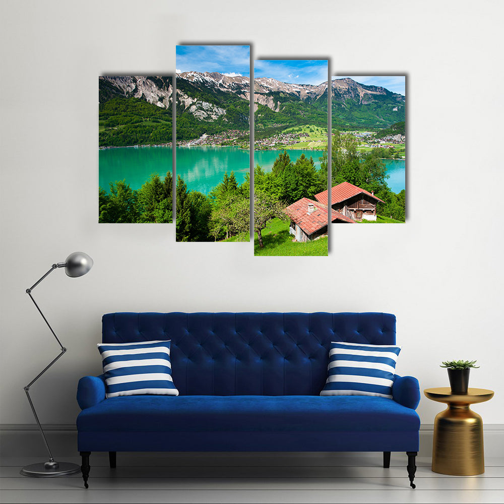 The Most Beautiful Lake Of The Switzerland, Lake Brienz, Multi Panel Canvas Wall Art