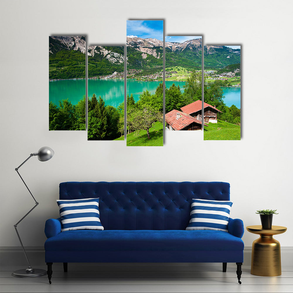 The Most Beautiful Lake Of The Switzerland, Lake Brienz, Multi Panel Canvas Wall Art