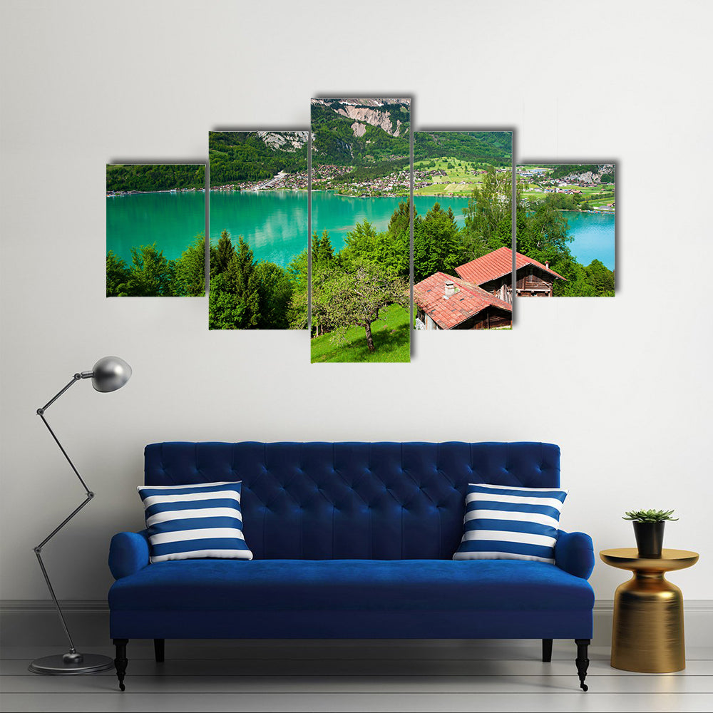 The Most Beautiful Lake Of The Switzerland, Lake Brienz, Multi Panel Canvas Wall Art