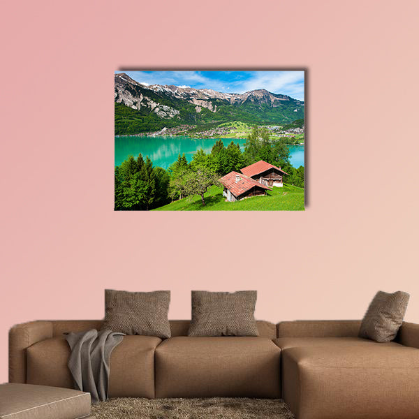 Panorama of Lake Brienz with the town Brienz in the background, wall art