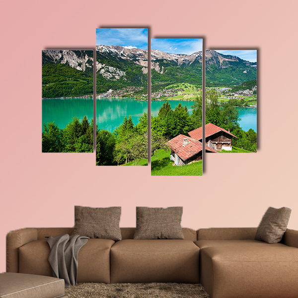 Panorama of Lake Brienz with the town Brienz in the background, wall art