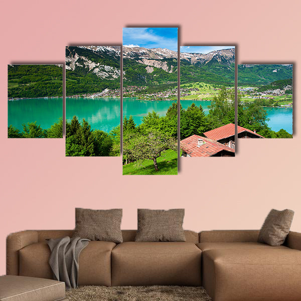 Panorama of Lake Brienz with the town Brienz in the background, wall art
