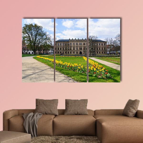 Schloss garten in spring in Erlangen, Germany multi panel canvas wall art