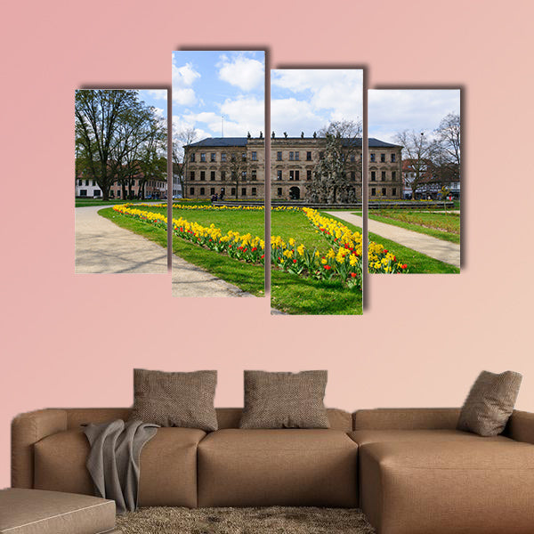 Schloss garten in spring in Erlangen, Germany multi panel canvas wall art
