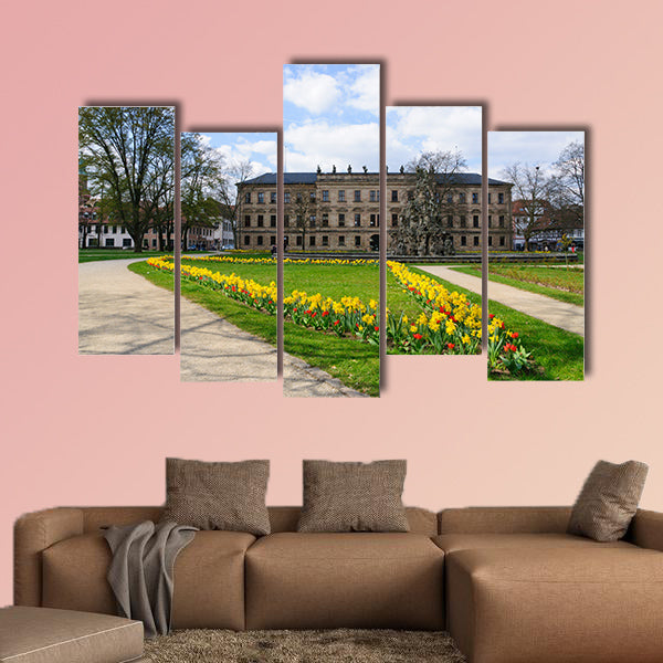 Schloss garten in spring in Erlangen, Germany multi panel canvas wall art