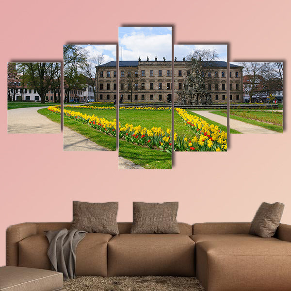 Schloss garten in spring in Erlangen, Germany multi panel canvas wall art