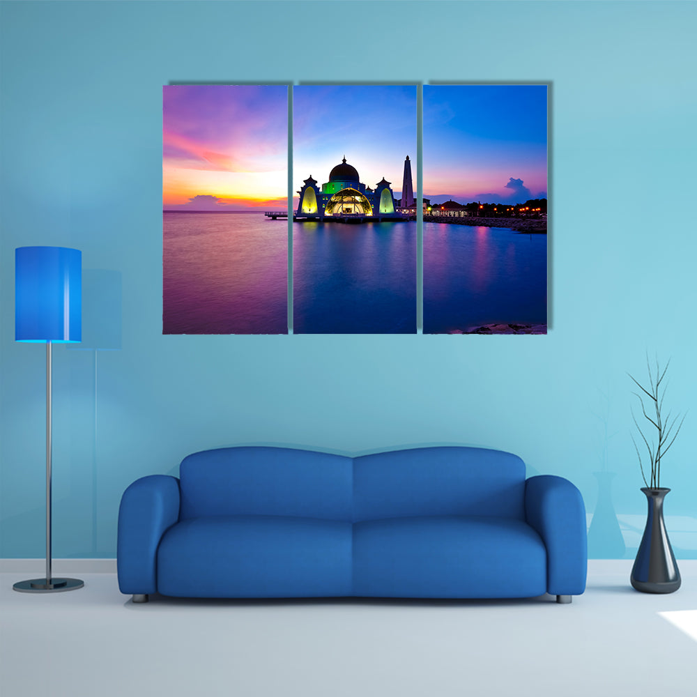 Beautiful Mosque Selat In Malaysia Multi Panel Canvas Wall Art
