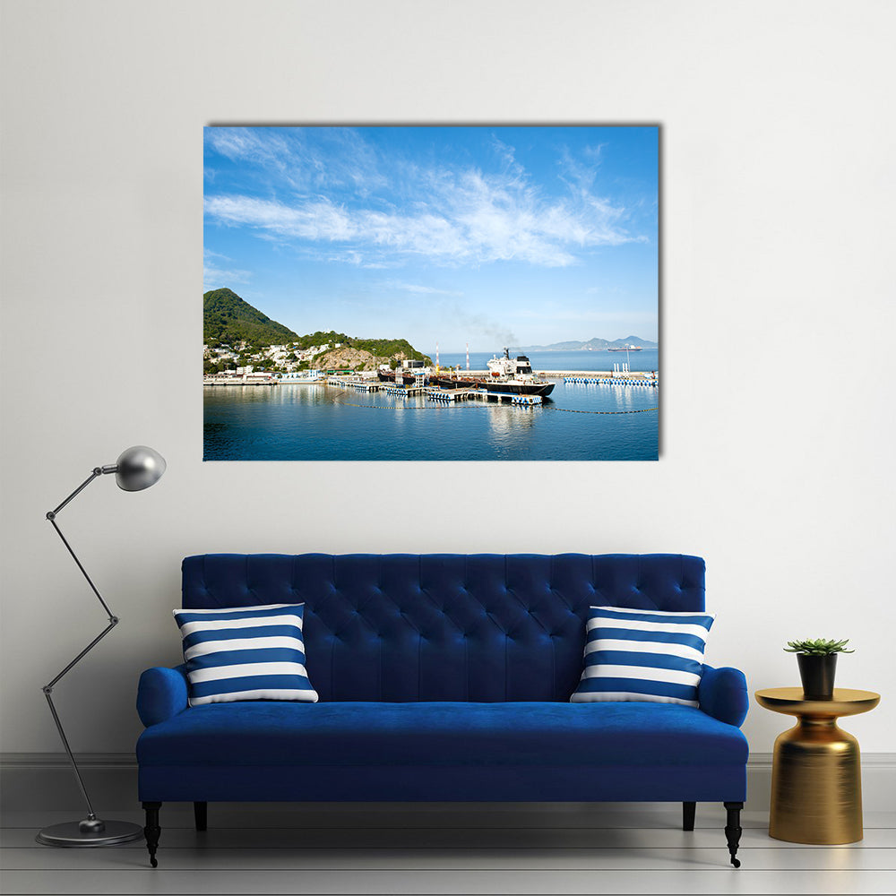Beautiful Scene Of A Port With City Back Ground In Mexico Multi Panel Canvas Wall Art