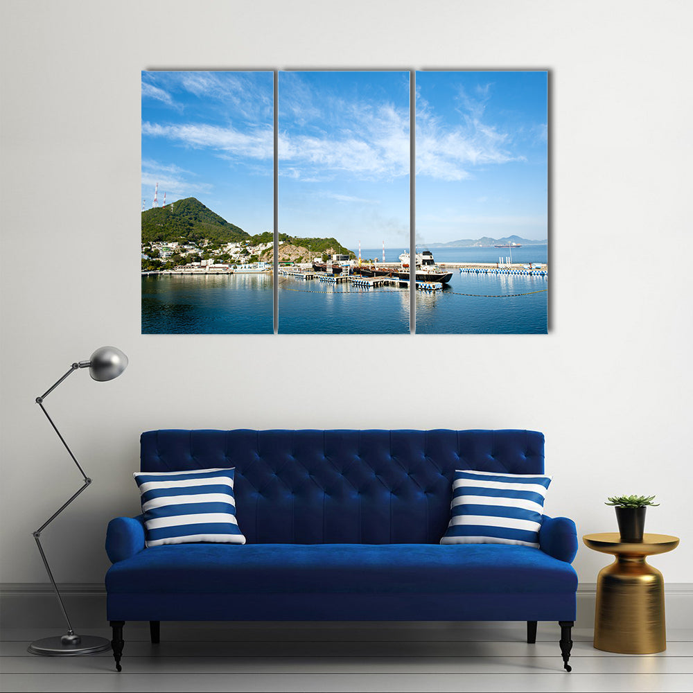 Beautiful Scene Of A Port With City Back Ground In Mexico Multi Panel Canvas Wall Art