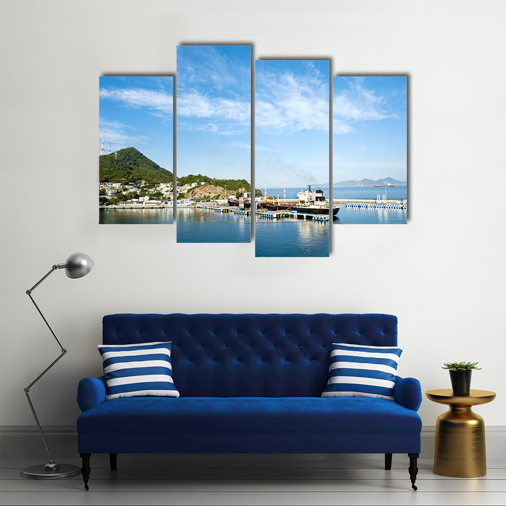 Beautiful Scene Of A Port With City Back Ground In Mexico Multi Panel Canvas Wall Art