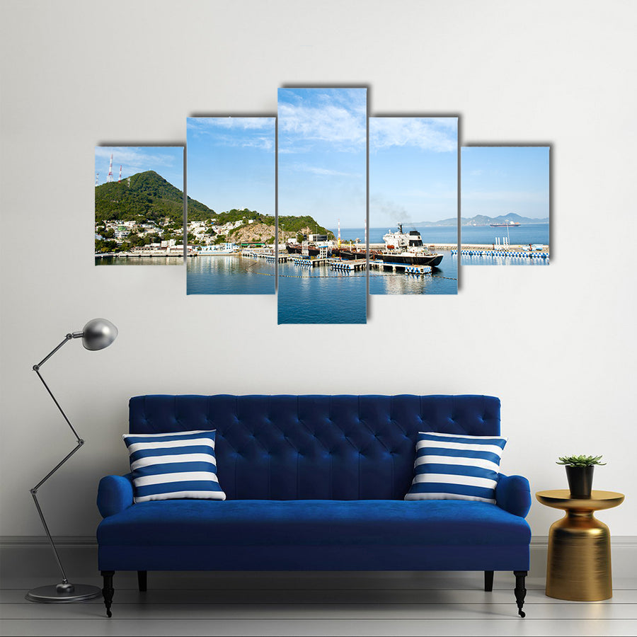 Beautiful Scene Of A Port With City Back Ground In Mexico Multi Panel Canvas Wall Art