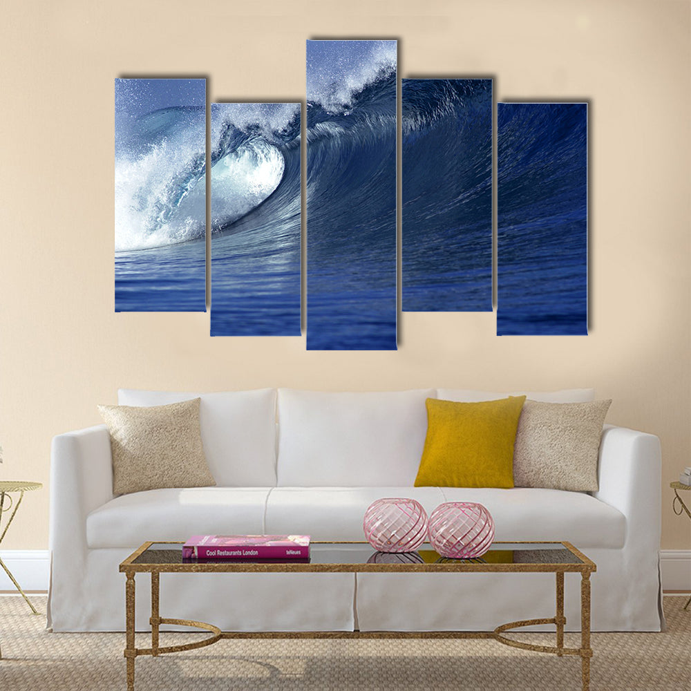 close up image of wave in ocean in Fiji multi panel canvas wall art