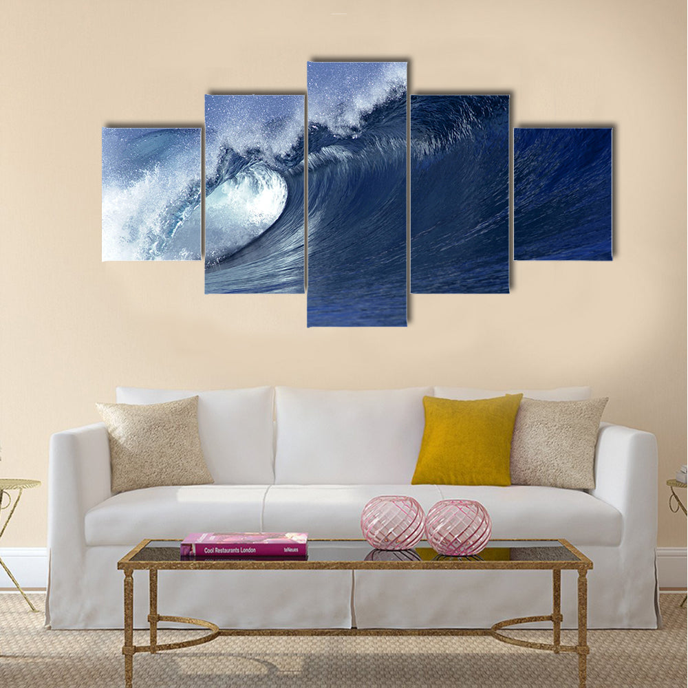 close up image of wave in ocean in Fiji multi panel canvas wall art