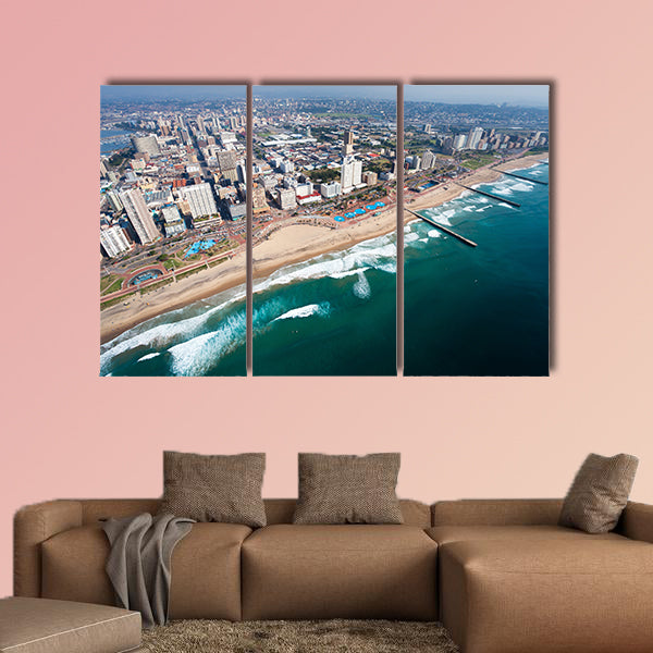 Aerial view of Durban, South Africa multi panel canvas wall art