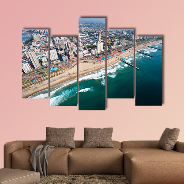 Aerial view of Durban, South Africa multi panel canvas wall art