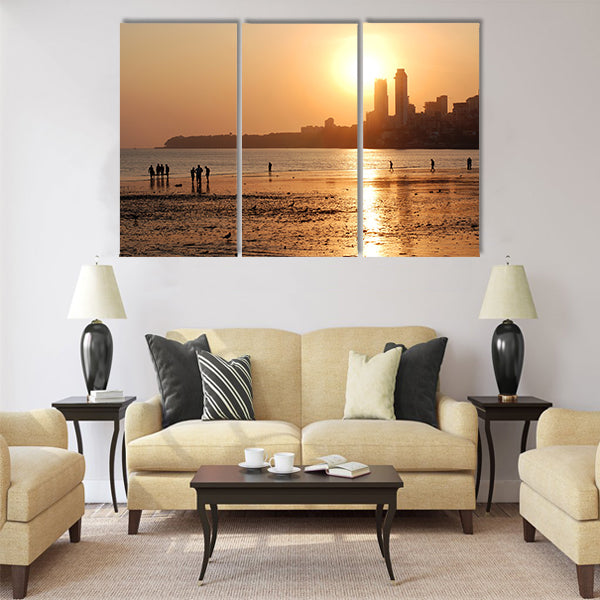 Chowpatty Beach, South Mumbai Multi Panel Canvas Wall Art