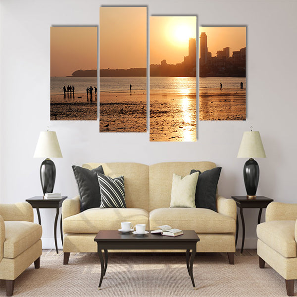 Chowpatty Beach, South Mumbai Multi Panel Canvas Wall Art
