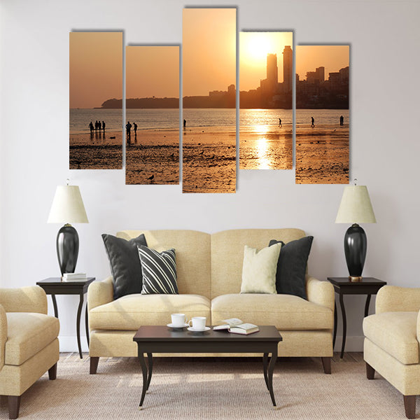 Chowpatty Beach, South Mumbai Multi Panel Canvas Wall Art