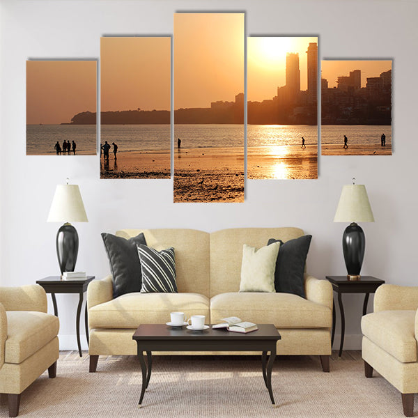Chowpatty Beach, South Mumbai Multi Panel Canvas Wall Art