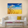 Ripe wheat ears over wheat field Multi panel canvas wall art