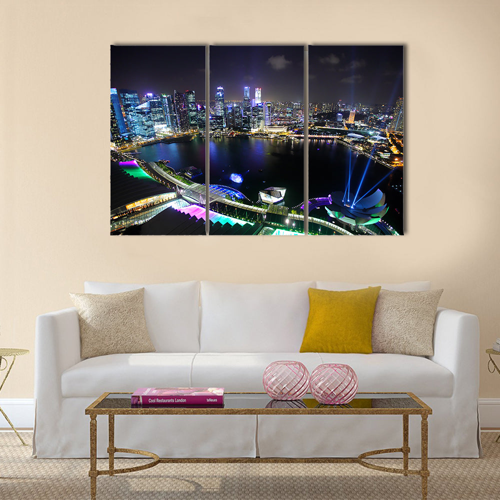 Singapore at night Multi panel canvas wall art