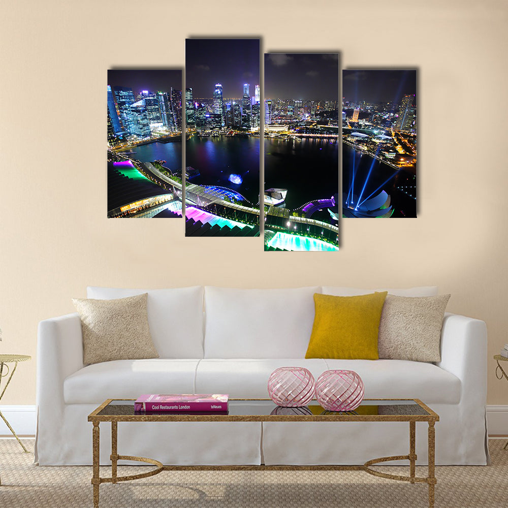 Singapore at night Multi panel canvas wall art