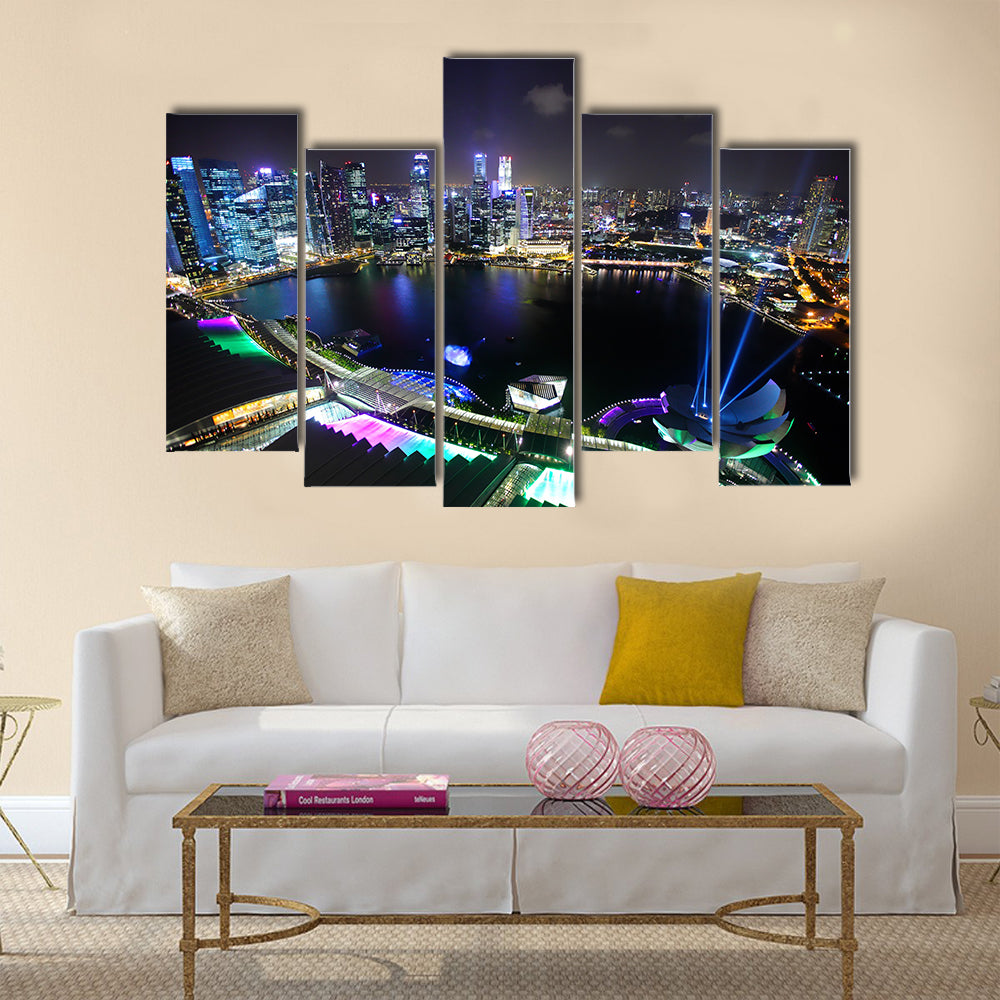 Singapore at night Multi panel canvas wall art