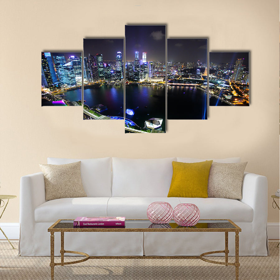 Singapore at night Multi panel canvas wall art