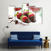 Fresh strawberries dipped in dark chocolate Multi panel canvas wall art