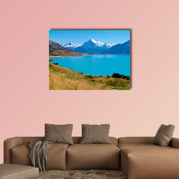 Mighty Aoraki Mount Cook towering over glacial Lake Pukaki Canterbury, wall art