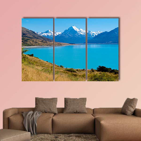 Mighty Aoraki Mount Cook towering over glacial Lake Pukaki Canterbury, wall art