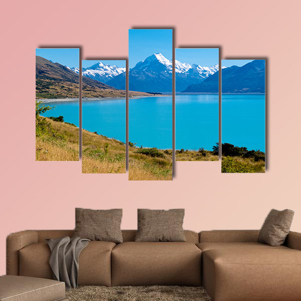 Mighty Aoraki Mount Cook towering over glacial Lake Pukaki Canterbury, wall art