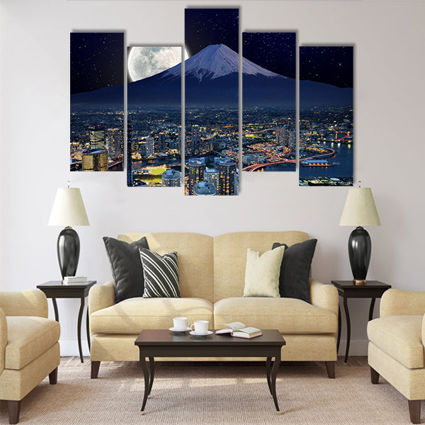 Surreal view of Yokohama city Multi panel canvas wall art