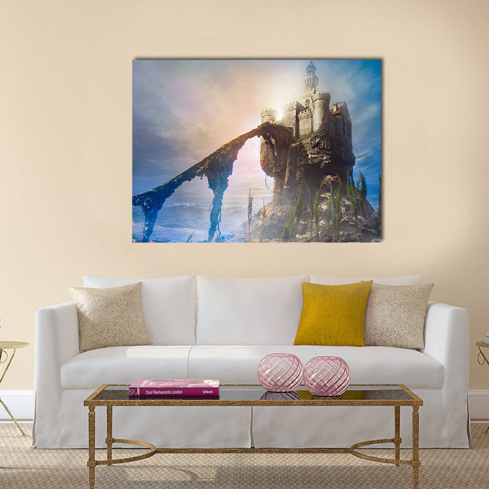 Old castle on the hill Multi Panel Canvas Wall Art